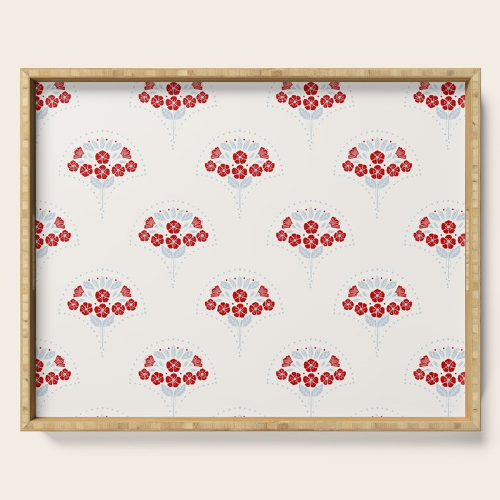 Heritage-Inspired Red and Blue Flowers Serving Tray Gallery Image 1