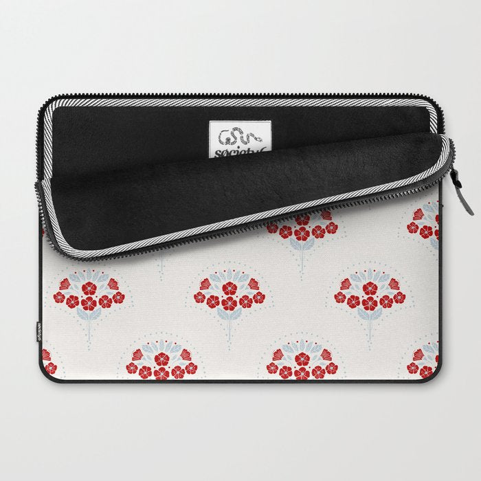 Heritage-Inspired Red and Blue Flowers Laptop Sleeve Gallery Image 2