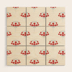 Heritage-Inspired Red and Blue Flowers Wood Wall Art Gallery Image 1