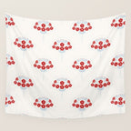 Heritage-Inspired Red and Blue Flowers Wall Tapestry Gallery Image 4
