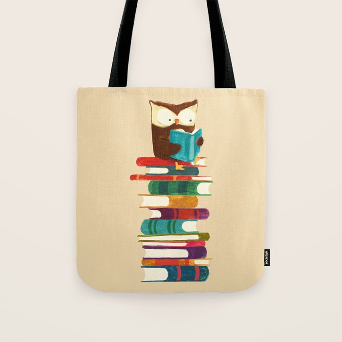 Owl Reading Rainbow Tote Bag Gallery Image 1