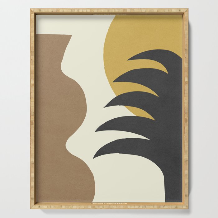 Mediterranean Abstract - Gold Brown Serving Tray Gallery Image 1