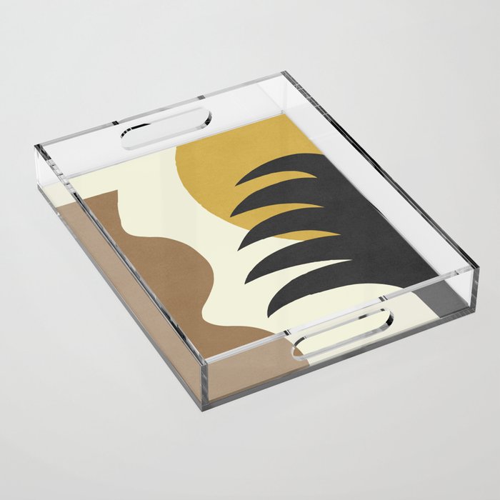 Mediterranean Abstract - Gold Brown Acrylic Tray Gallery Image 1
