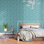 Mid Century Modern Geometric Shapes Aqua Blue Wallpaper Gallery Image 3