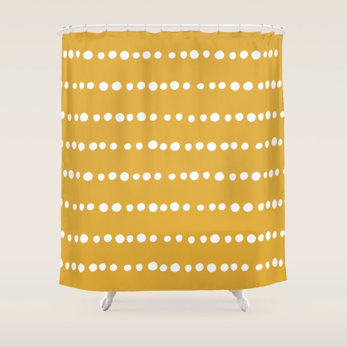 Spotted, Mustard Yellow, Boho Prints Shower Curtain Gallery Image 1