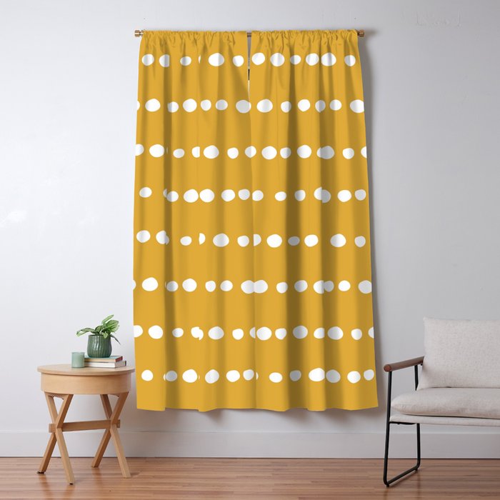 Spotted, Mustard Yellow, Boho Prints Window Curtain Gallery Image 5