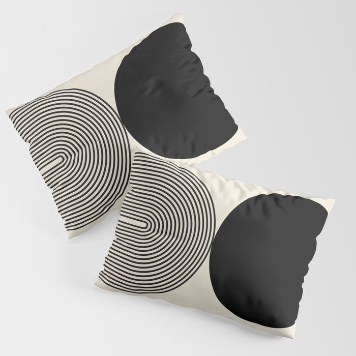 Abstraction_BLACK_DOT_LINE_ART_Minimalism_003C Pillow Sham Gallery Image 1