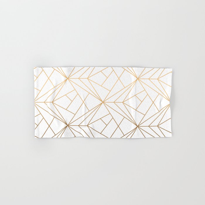 Geometric Gold Pattern With White Shimmer Bath Towel Gallery Image 1