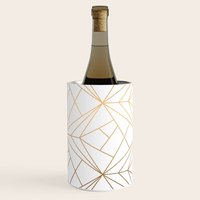 Geometric Gold Pattern With White Shimmer Wine Chiller Gallery Image 3