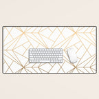 Geometric Gold Pattern With White Shimmer Desk Mat Gallery Image 1
