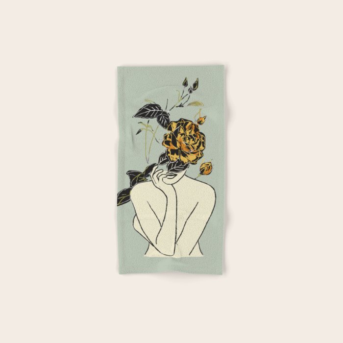 Rose Line Art  Bath Towel Gallery Image 1