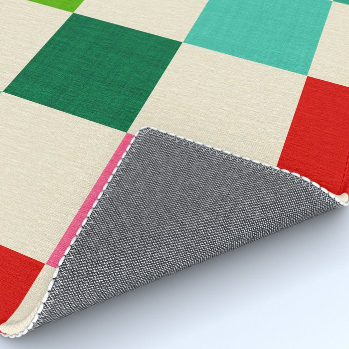 Retro Holiday chequered board pattern - candy Rug Gallery Image 4