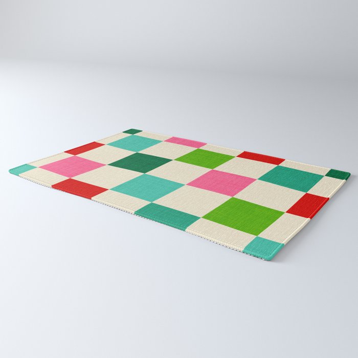 Retro Holiday chequered board pattern - candy Rug Gallery Image 3