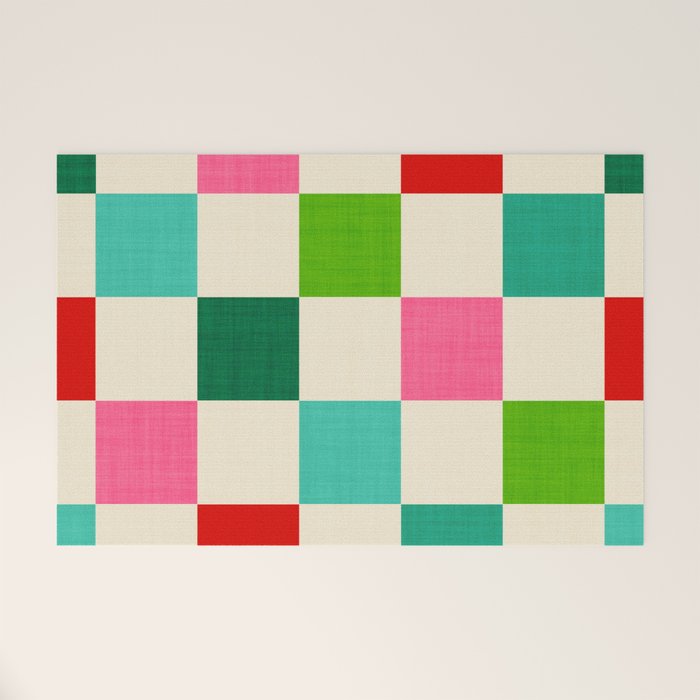 Retro Holiday chequered board pattern - candy Welcome Mat Gallery Image 1