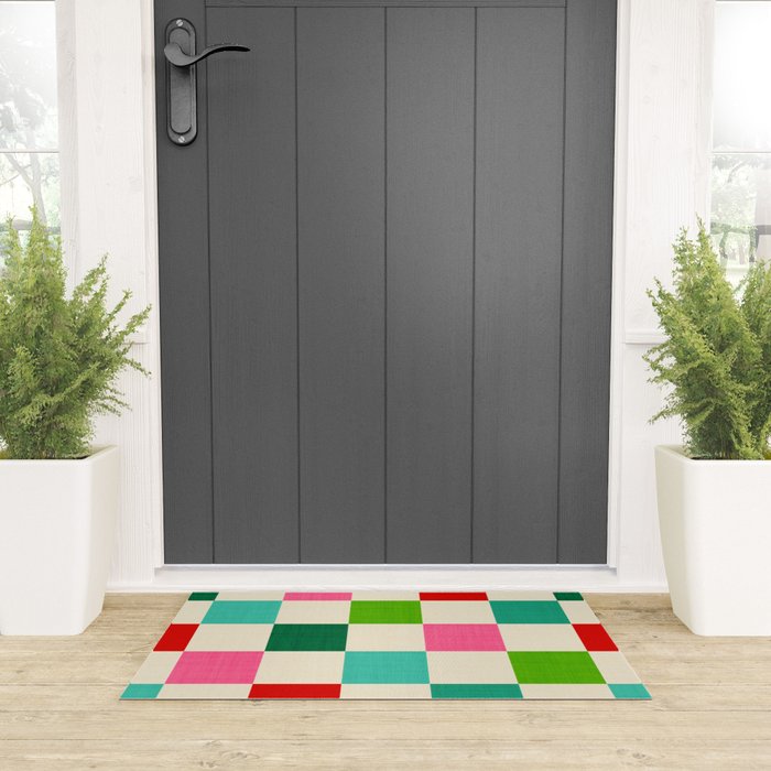 Retro Holiday chequered board pattern - candy Welcome Mat Gallery Image 3
