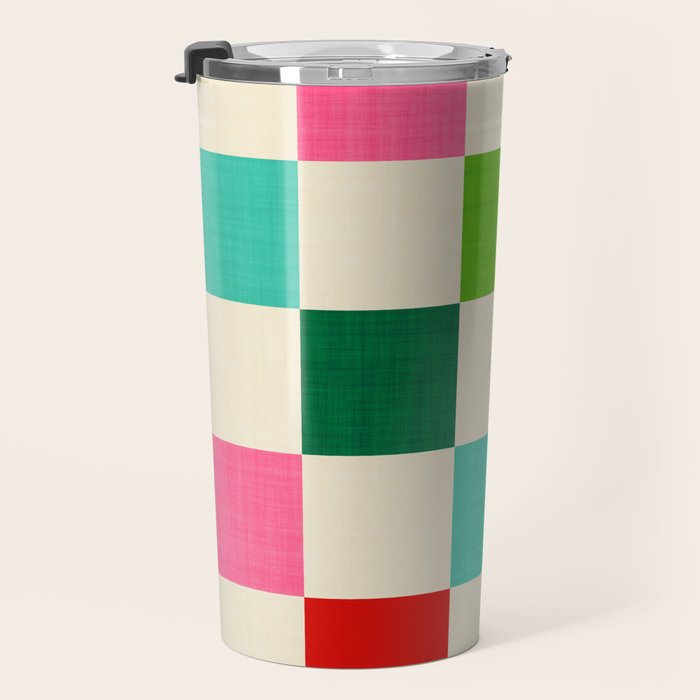 Retro Holiday chequered board pattern - candy Travel Mug Gallery Image 3