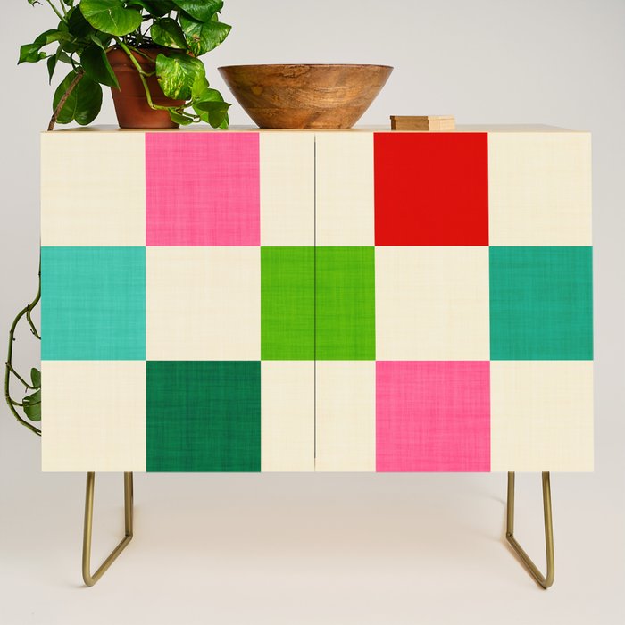 Retro Holiday chequered board pattern - candy Credenza Gallery Image 1
