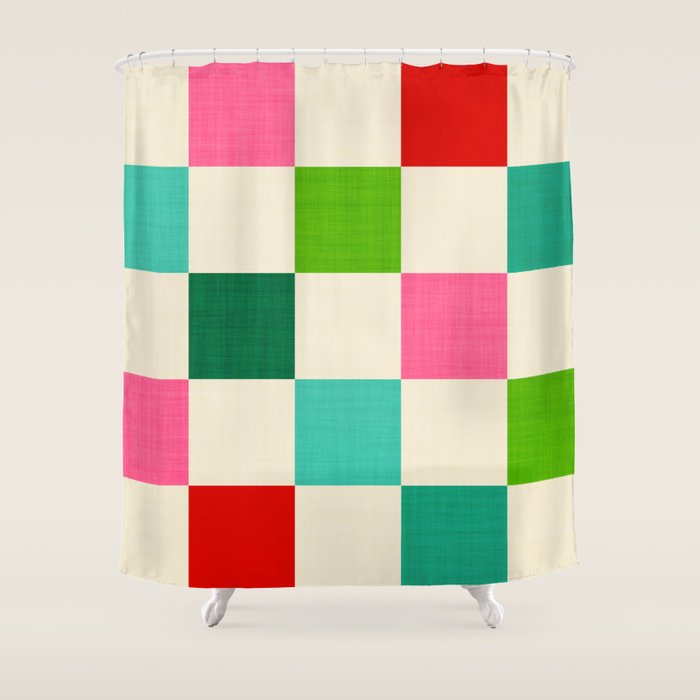 Retro Holiday chequered board pattern - candy Shower Curtain Gallery Image 1