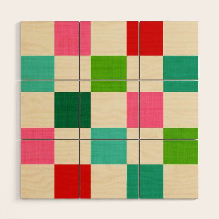 Retro Holiday chequered board pattern - candy Wood Wall Art Gallery Image 1