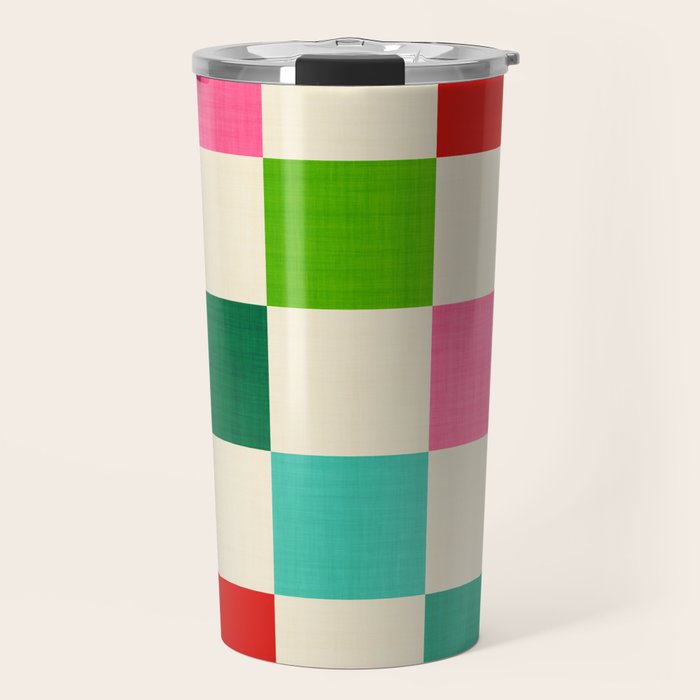 Retro Holiday chequered board pattern - candy Travel Mug Gallery Image 1