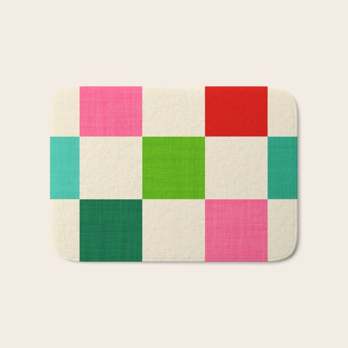 Retro Holiday chequered board pattern - candy Bath Mat Gallery Image 1