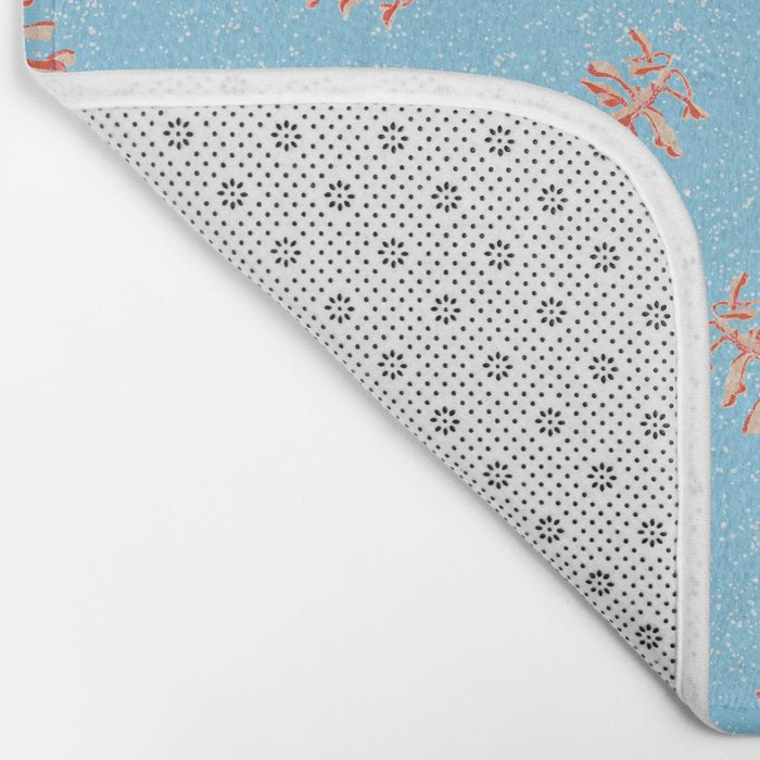 Dancing Pinecones in Light Blue & Red Bath Mat Gallery Image 2
