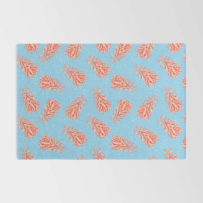 Dancing Pinecones in Light Blue & Red Rug Gallery Image 2