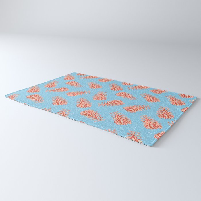 Dancing Pinecones in Light Blue & Red Rug Gallery Image 3