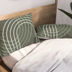 Geometric Lines Rainbow Abstract 5 in Forest Sage Green Pillow Sham Gallery Image 2