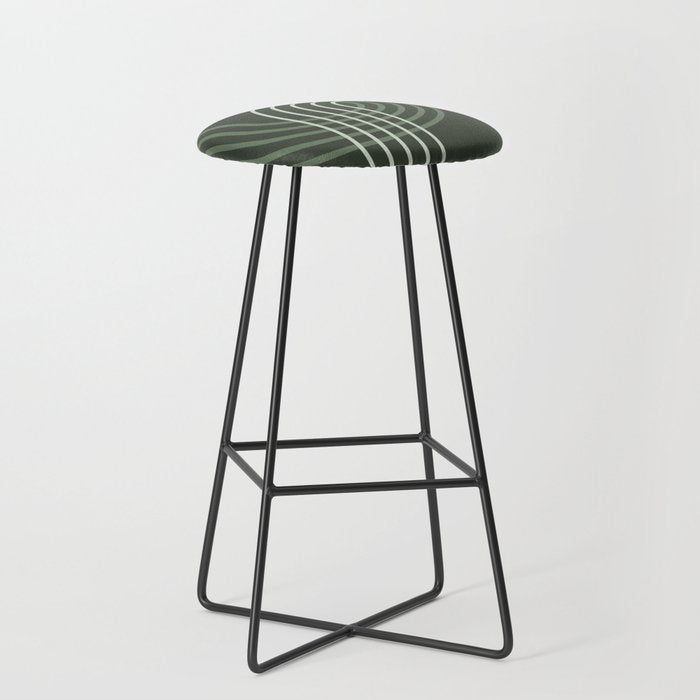 Geometric Lines Rainbow Abstract 5 in Forest Sage Green Stool Gallery Image 1