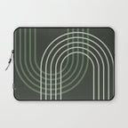 Geometric Lines Rainbow Abstract 5 in Forest Sage Green Laptop Sleeve Gallery Image 1