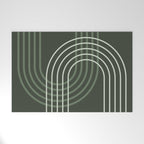 Geometric Lines Rainbow Abstract 5 in Forest Sage Green Welcome Mat Gallery Image 1