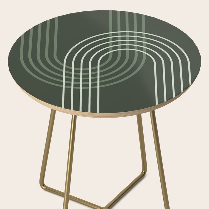 Geometric Lines Rainbow Abstract 5 in Forest Sage Green Side Table Gallery Image 2