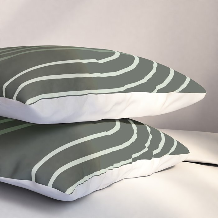 Geometric Lines Rainbow Abstract 5 in Forest Sage Green Pillow Sham Gallery Image 3