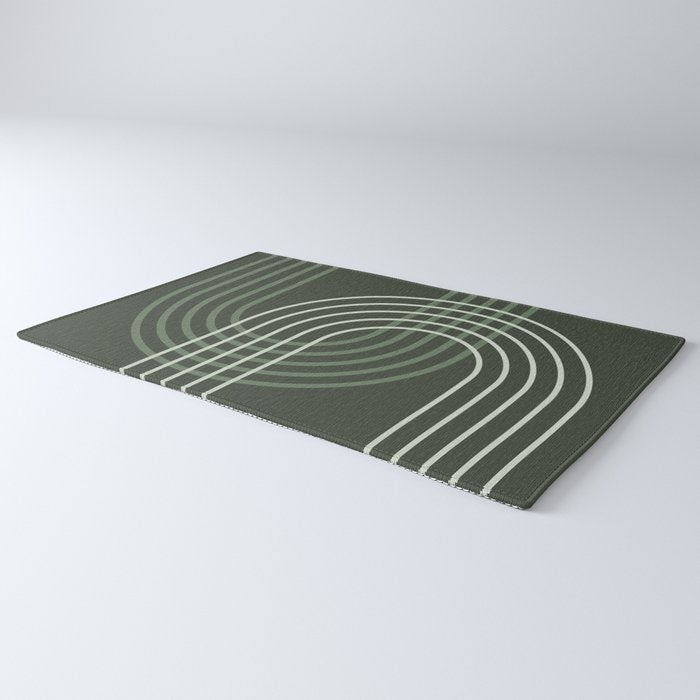 Geometric Lines Rainbow Abstract 5 in Forest Sage Green Rug Gallery Image 3