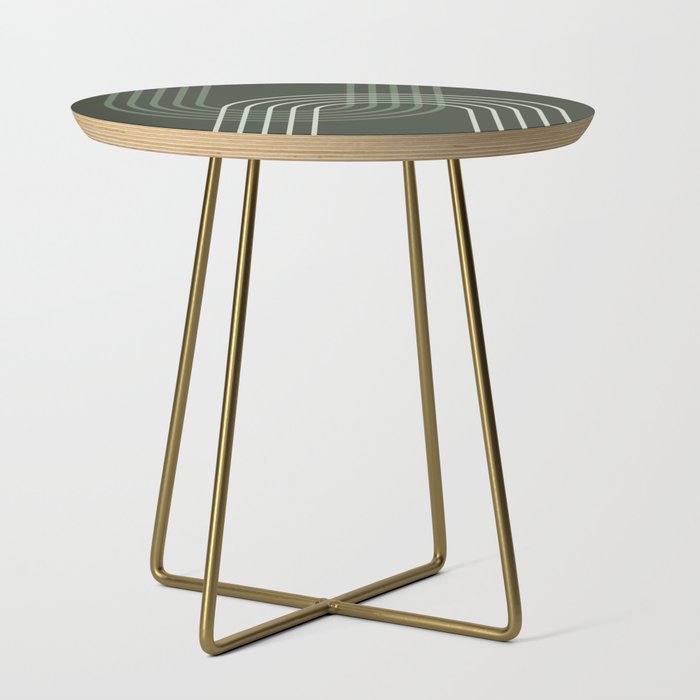 Geometric Lines Rainbow Abstract 5 in Forest Sage Green Side Table Gallery Image 1