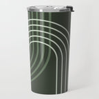 Geometric Lines Rainbow Abstract 5 in Forest Sage Green Travel Mug Gallery Image 2