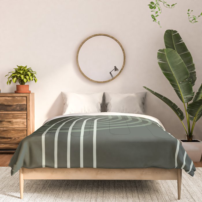 Geometric Lines Rainbow Abstract 5 in Forest Sage Green Comforter Gallery Image 3