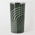 Geometric Lines Rainbow Abstract 5 in Forest Sage Green Travel Mug Gallery Image 1