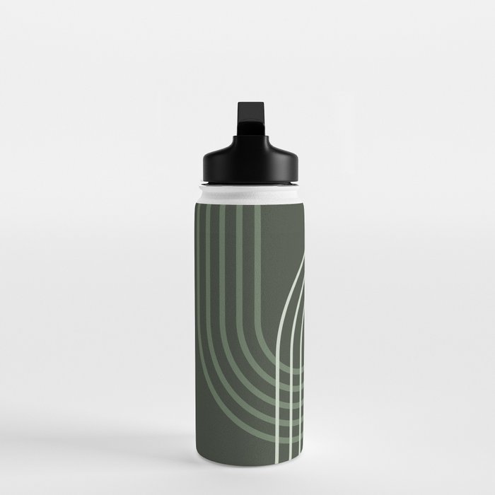 Geometric Lines Rainbow Abstract 5 in Forest Sage Green Water Bottle Gallery Image 3
