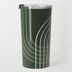 Geometric Lines Rainbow Abstract 5 in Forest Sage Green Travel Mug Gallery Image 3