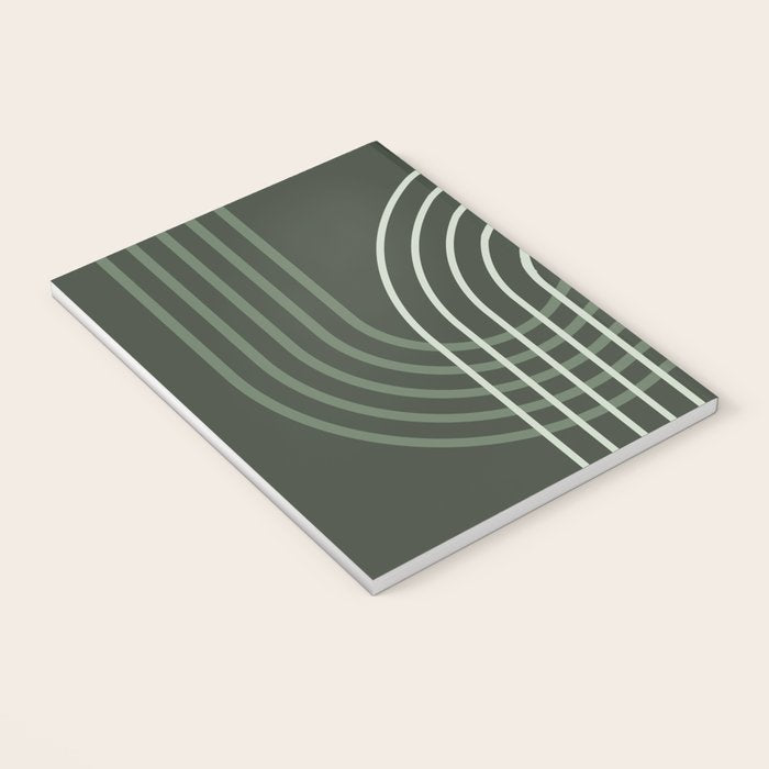 Geometric Lines Rainbow Abstract 5 in Forest Sage Green Notebook Gallery Image 3