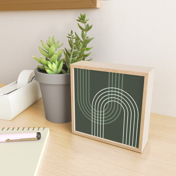 Geometric Lines Rainbow Abstract 5 in Forest Sage Green Mini Art Print Gallery Image 2