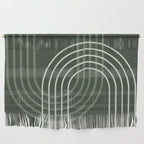 Geometric Lines Rainbow Abstract 5 in Forest Sage Green Wall Hanging Gallery Image 1
