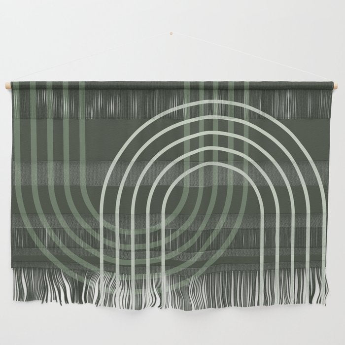 Geometric Lines Rainbow Abstract 5 in Forest Sage Green Wall Hanging Gallery Image 1