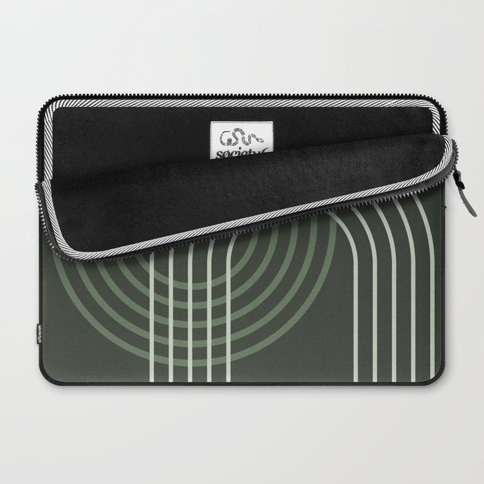 Geometric Lines Rainbow Abstract 5 in Forest Sage Green Laptop Sleeve Gallery Image 2