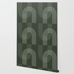 Geometric Lines Rainbow Abstract 5 in Forest Sage Green Wallpaper Gallery Image 2