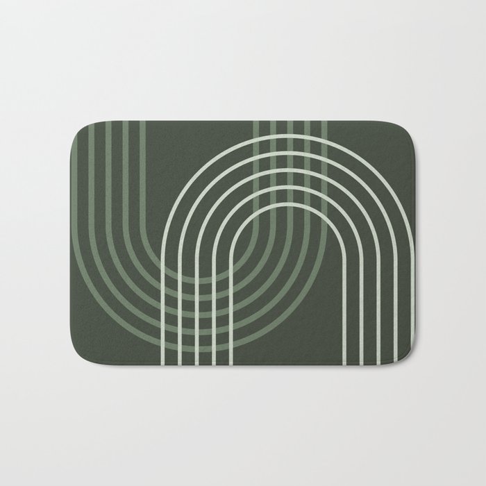Geometric Lines Rainbow Abstract 5 in Forest Sage Green Bath Mat Gallery Image 1