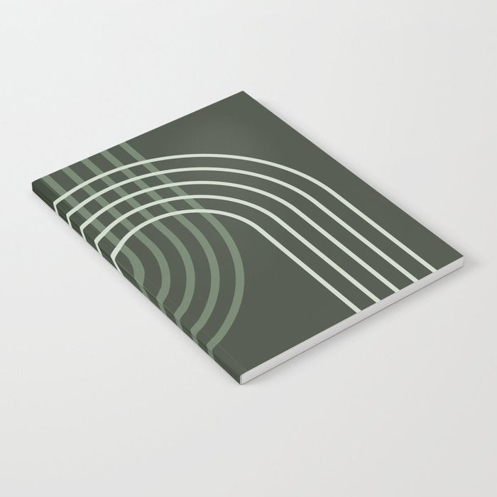 Geometric Lines Rainbow Abstract 5 in Forest Sage Green Notebook Gallery Image 2
