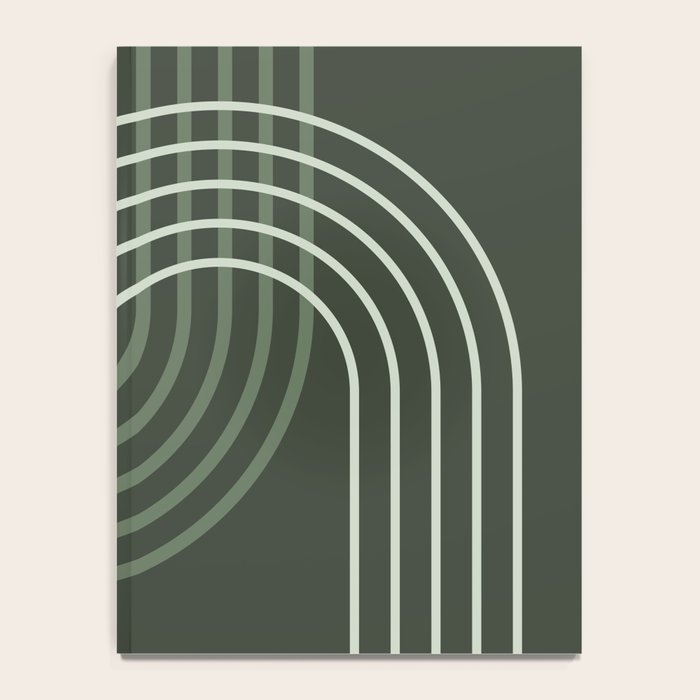 Geometric Lines Rainbow Abstract 5 in Forest Sage Green Notebook Gallery Image 4